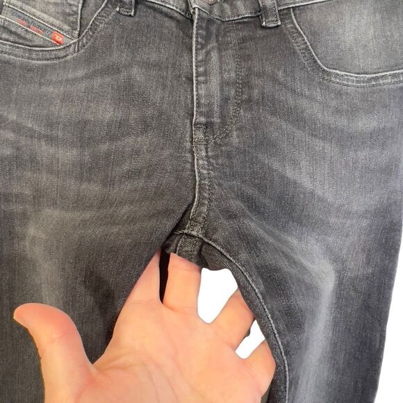 Diesel Livier black gray Super Slim Jegging Jeans 28 Distressed Black Low Rise - Picture 6 of 16